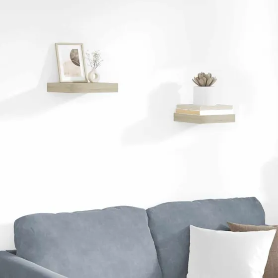 vidaXL Væghylder 2 stk. 23x23,5x3,8 cm MDF – Egetræs
