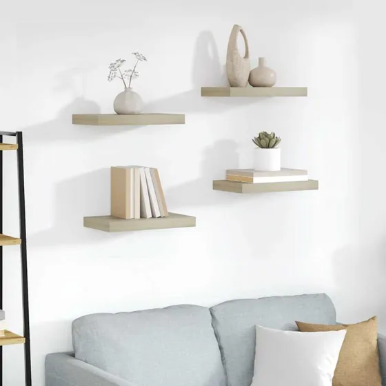 vidaXL væghylder 4 stk. 40x23x3,8 cm MDF - egetræsfarve