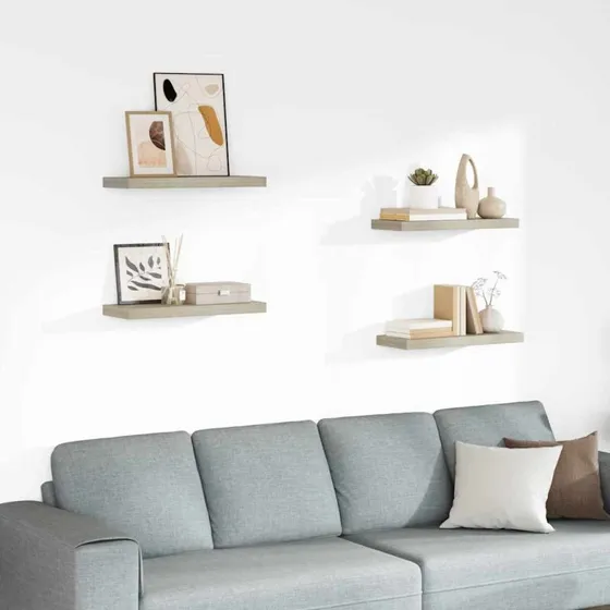 vidaXL væghylder 4 stk. 60x23,5x3,8 cm MDF egetræ