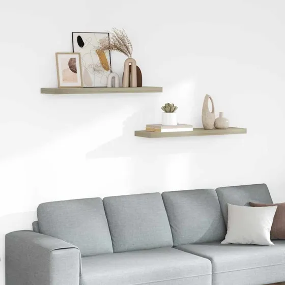 vidaXL væghylder 2 stk. 90x23,5x3,8 cm MDF egetræsfarve