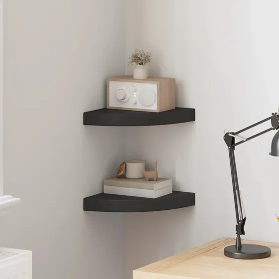 vidaXL hjørnehylder 2 stk. 25x25x3,8 cm MDF, sort