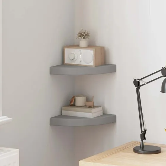 vidaXL Hjørnehylder 2 stk. 25x25x3,8 cm MDF - Grå
