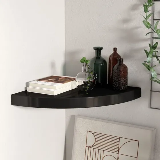 vidaXL hjørnehylde MDF 35x35x3,8 cm, sort
