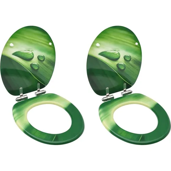 vidaXL toiletsæder soft-close 2 stk. MDF vanddråbedesign grøn
