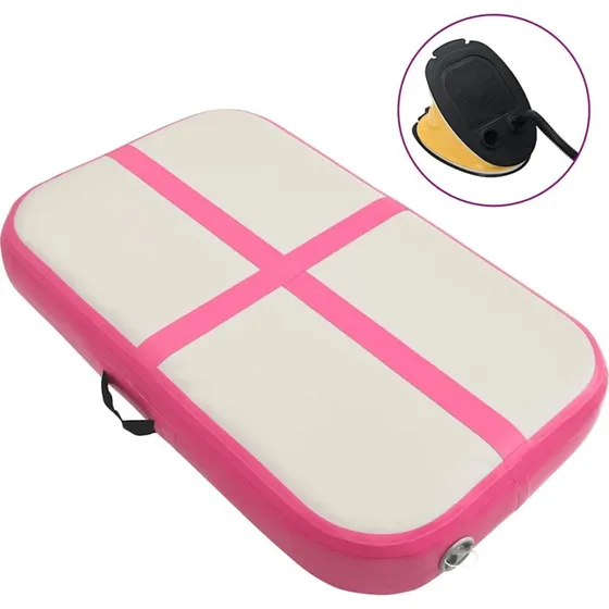 vidaXL oppustelig gymnastikmtte 60x100x10 cm PVC lyserd med pumpe
