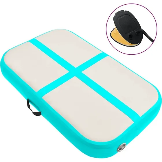 vidaXL oppustelig gymnastikmtte 60x100x10 cm PVC grn m. pumpe