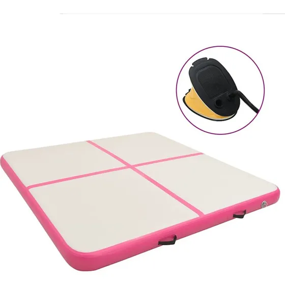 vidaXL oppustelig gymnastikmtte 200x200x10 cm PVC lyserd
