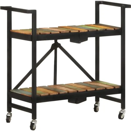 vidaXL køkkenvogn 87x36x81 cm i massivt genbrugstræ
