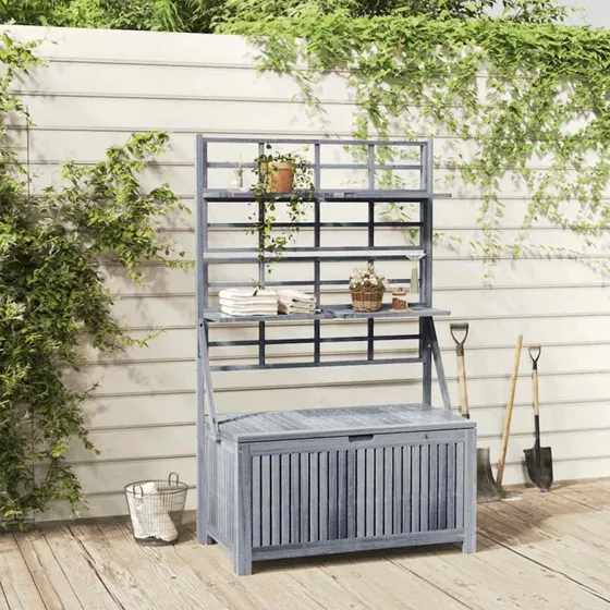 vidaXL opbevaringsboks med espalier 99x55x160 cm akacietræ grå