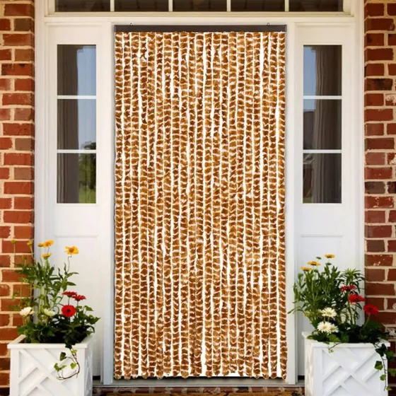 vidaXL insektgardin 90x220 cm chenille okker/hvid