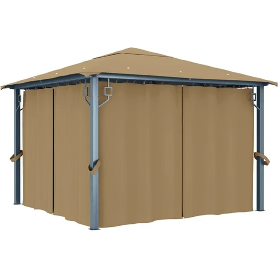 vidaXL Pavillon med gardin 300x300 cm aluminium gr