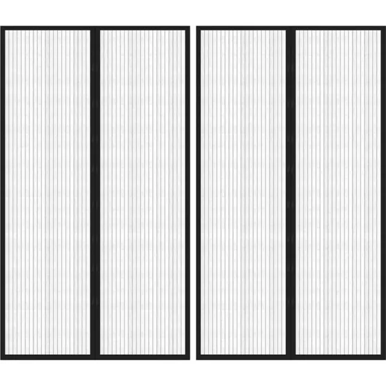 vidaXL Insektnet til dør 200x80 cm, 2 stk. med magneter, sort