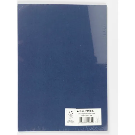Ensfarvet karton mørkeblå A4 180 g (20 ark)