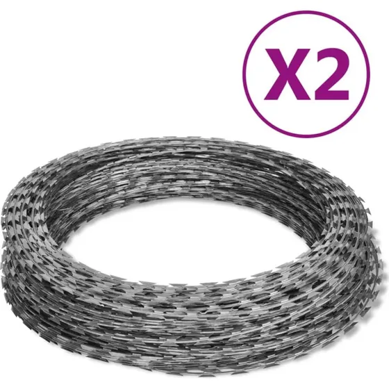 vidaXL pigtråd 2 stk. 60 m spiralformet galvaniseret stål