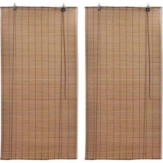 vidaXL bambusrullegardiner 2 stk. 150x220 cm brun