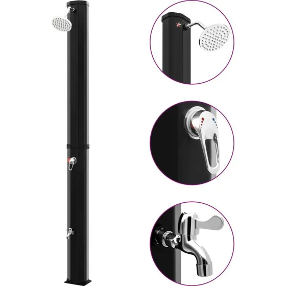 vidaXL solopvarmet udendrsbruser 35 L  sort