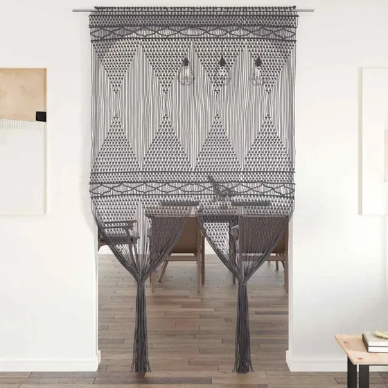 vidaXL macramgardin 140x240 cm bomuld/antracitgr