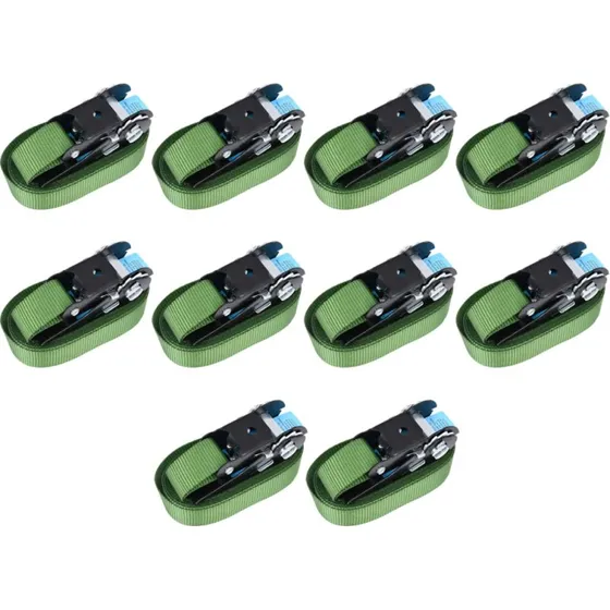 vidaXL surringsbånd m. skralde 10 stk 800 daN 6 m grøn