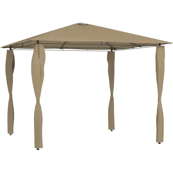 vidaXL pavillon 3x3x2,6 m 160 g/m² gråbrun med stolpeovertræk