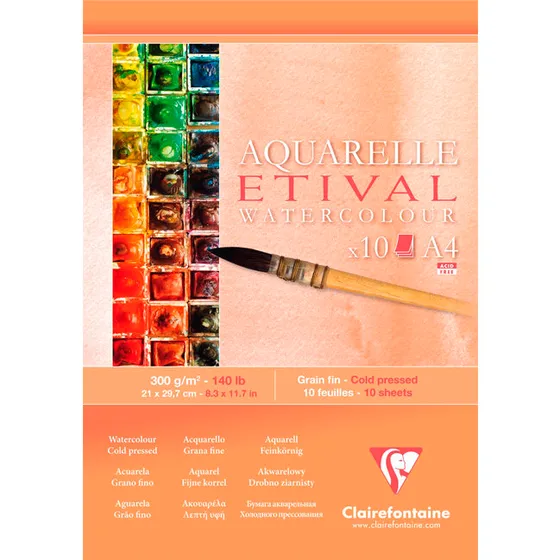Clairefontaine Aquarelle akvarelblok A4 300 g/m² - 10 ark