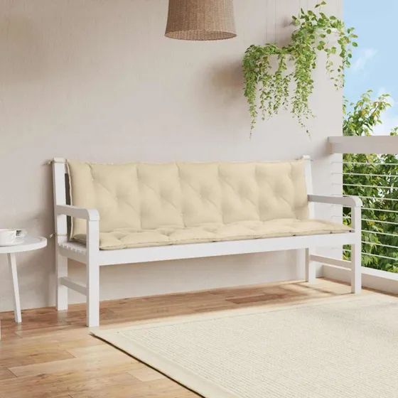 vidaXL hynde til havebnk 180x(50+50)x7 cm Oxfordstof beige