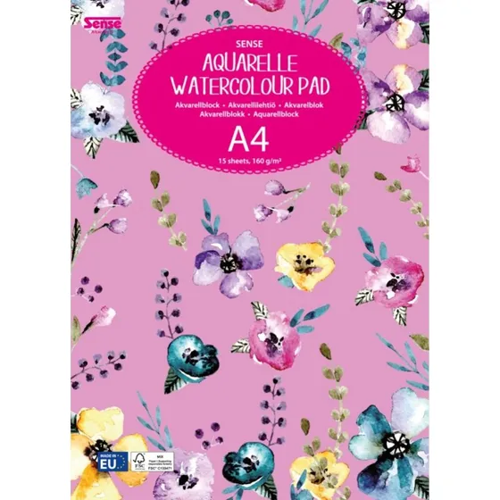 Sense Akvarelblok A4 15 ark 160 g/m² FSC
