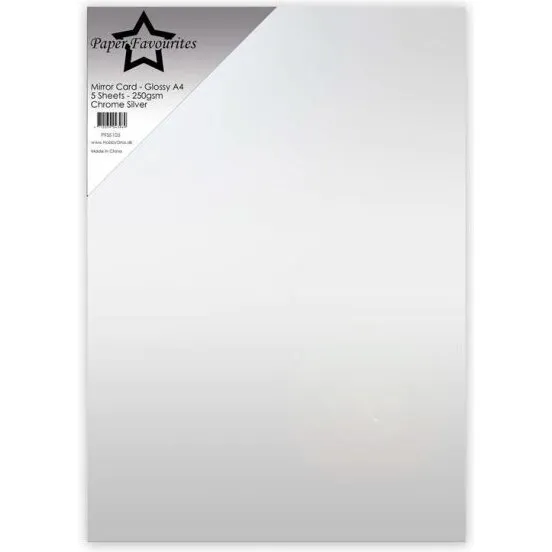 Paper Favourites Mirror Card Glossy A4 - Chrome Silver (5 ark)