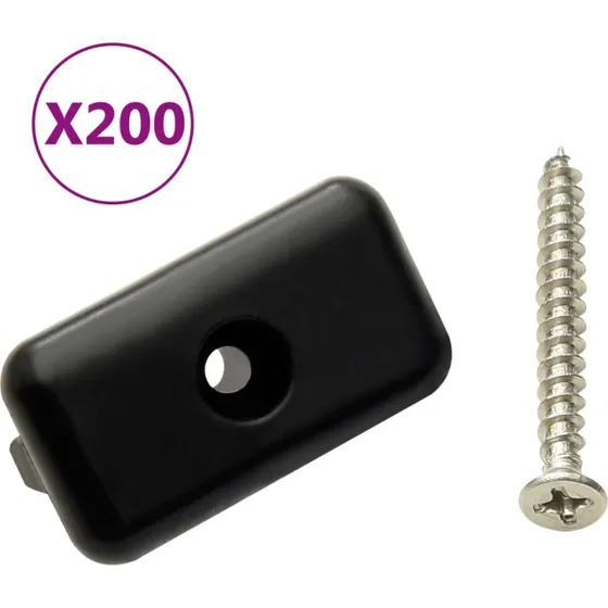 vidaXL terrasseklips 200 stk. med skruer  plastik & rustfrit stl 304, sort/slv