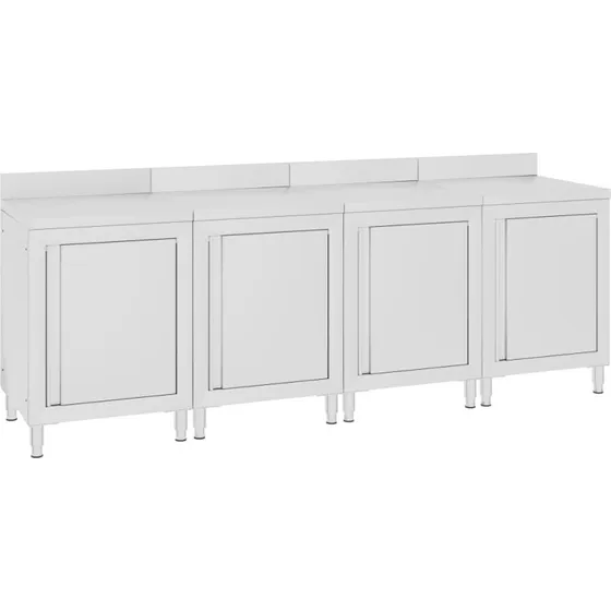 vidaXL kommercielt køkkenbord med skab 240x60x96 cm, rustfrit stål