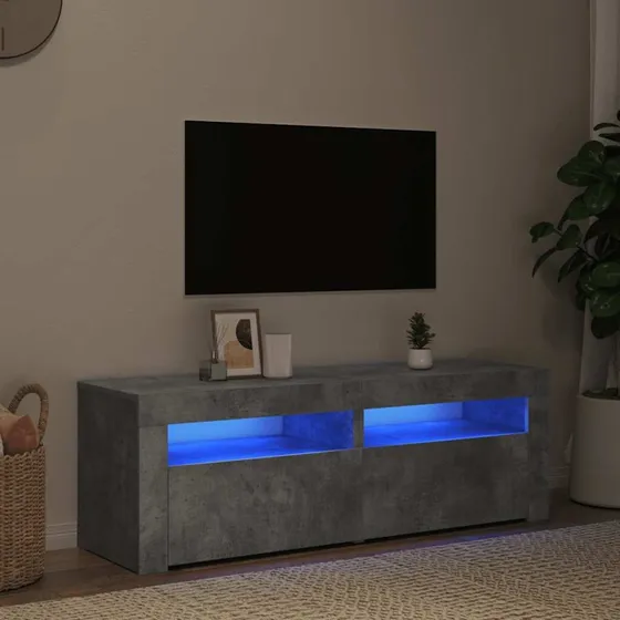 vidaXL tv-bord med LED-lys 120x35x40 cm betongrå