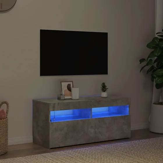 vidaXL TV-bord 90x35x40 cm med RGB LED – betongrå