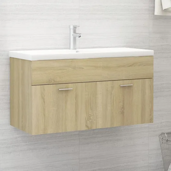 vidaXL vaskeskab 90x38,5x46 cm konstrueret træ grå