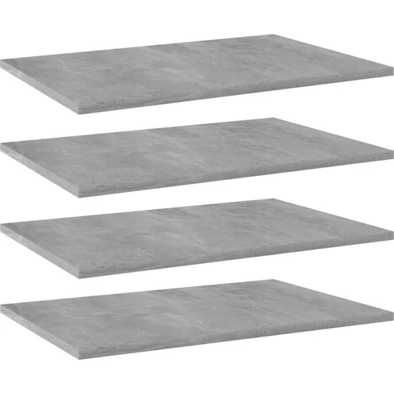vidaXL boghylder 4 stk. 60x40x1,5 cm konstrueret træ, betongrå