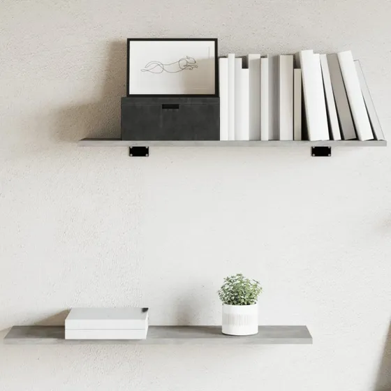 vidaXL Boghylder 4 stk. 80x20x1,5 cm konstrueret træ - betongrå