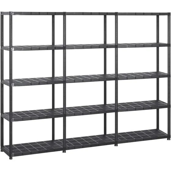 vidaXL opbevaringsreol 5 hylder 213x38x170 cm sort (plast)