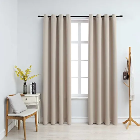vidaXL mrklgningsgardiner 2 stk. med metalringe 140 x 245 cm beige