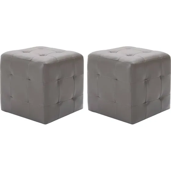 vidaXL puf 2 stk. 30x30x30 cm grå kunstlæder