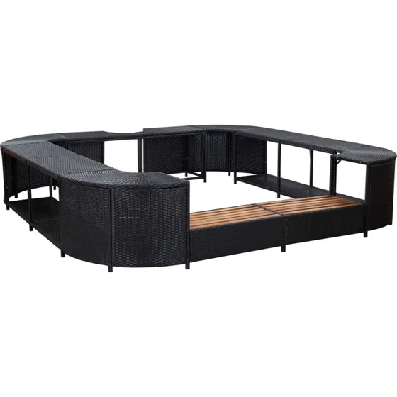 vidaXL omkrans til spabad 268x268x55 cm polyrattan sort