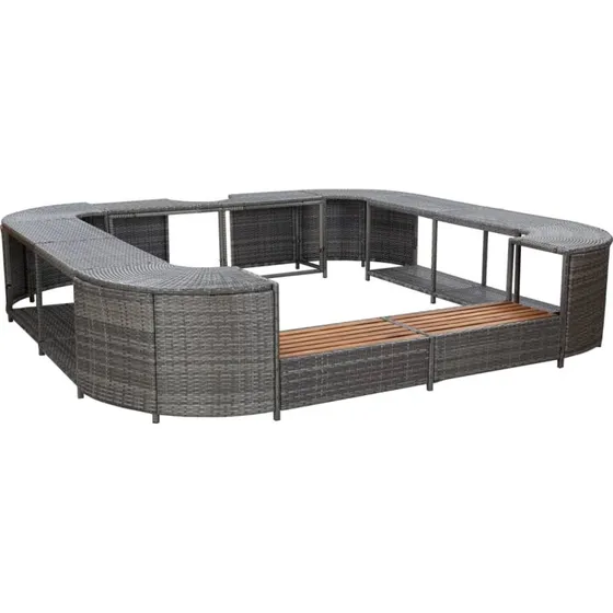 vidaXL omkrans til spabad 268x268x55 cm polyrattan grå