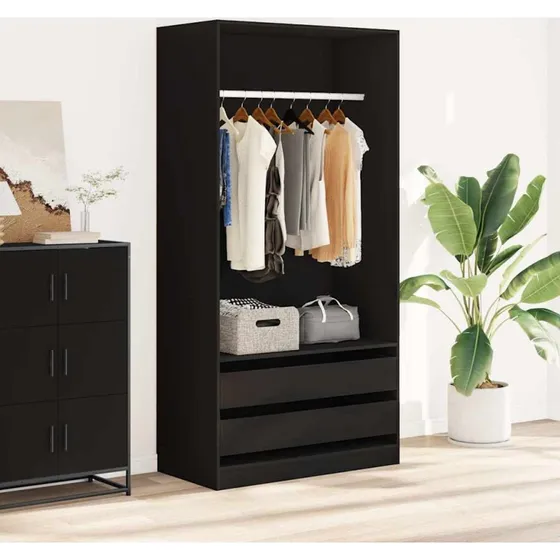 vidaXL klædeskab 100x50x200 cm konstrueret træ, sort