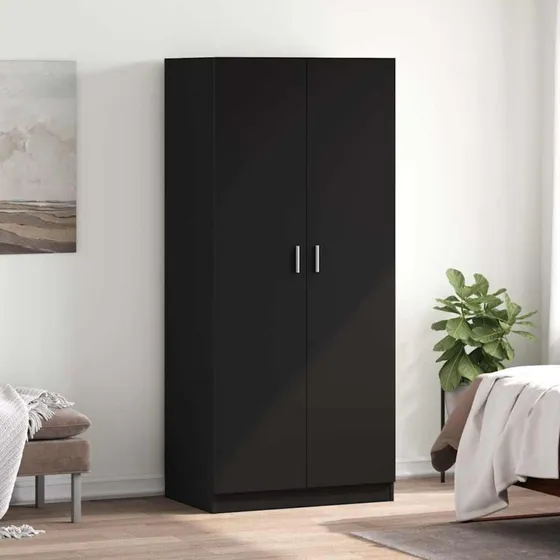 vidaXL klædeskab 80x52x180 cm sort, konstrueret træ