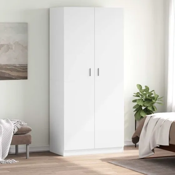 vidaXL klædeskab 90x52x200 cm konstrueret træ hvid