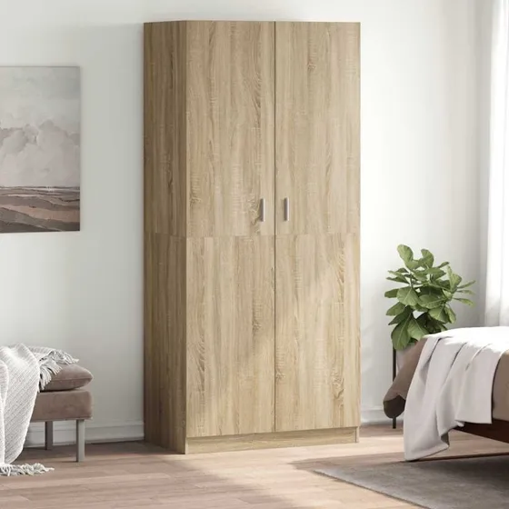 vidaXL klædeskab 90x52x200 cm konstrueret træ sonoma-eg