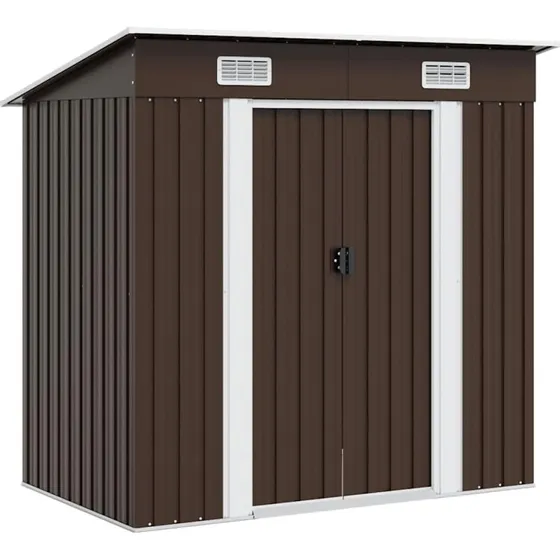vidaXL opbevaringsskur i galvaniseret stål 194x121x181 cm, brun