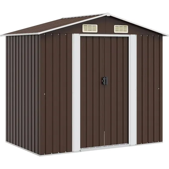 vidaXL opbevaringsskur i stål 204x132x186 cm - brun