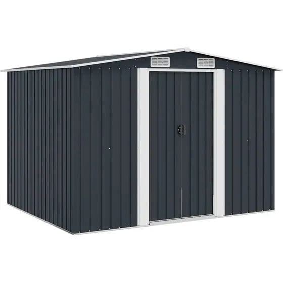 vidaXL opbevaringsskur 257x205x178 cm galvaniseret stl, antracit