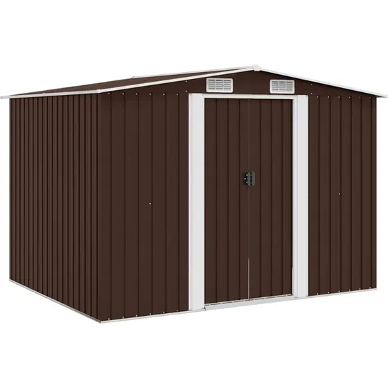 vidaXL opbevaringsskur i galvaniseret stål 257x205x178 cm brun