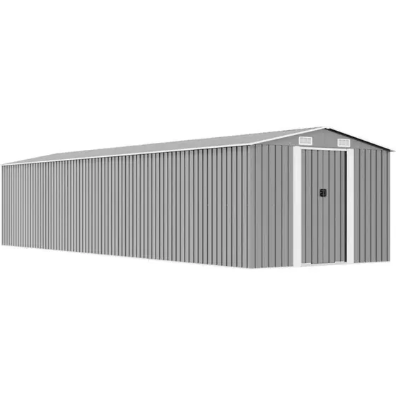 vidaXL haveskur 257x990x181 cm galvaniseret stål, grå
