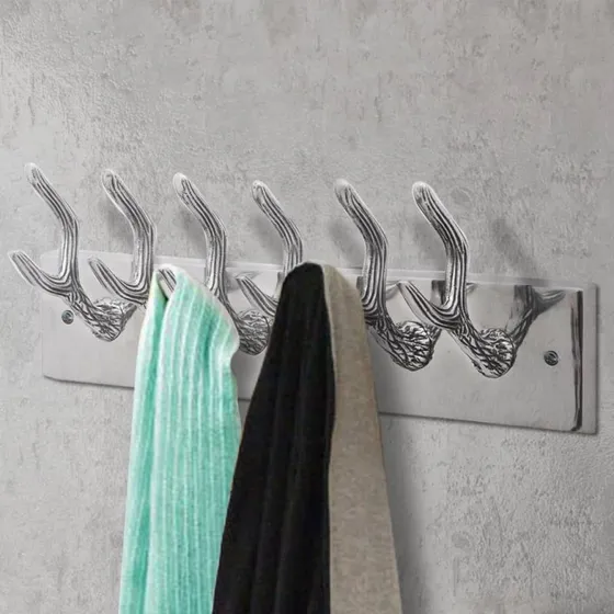 vidaXL knagerække 4 stk. aluminium sølv med gevirmotiv
