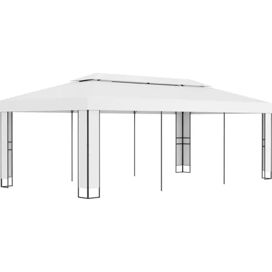vidaXL Pavillon med dobbelttag 3x6 m, hvid